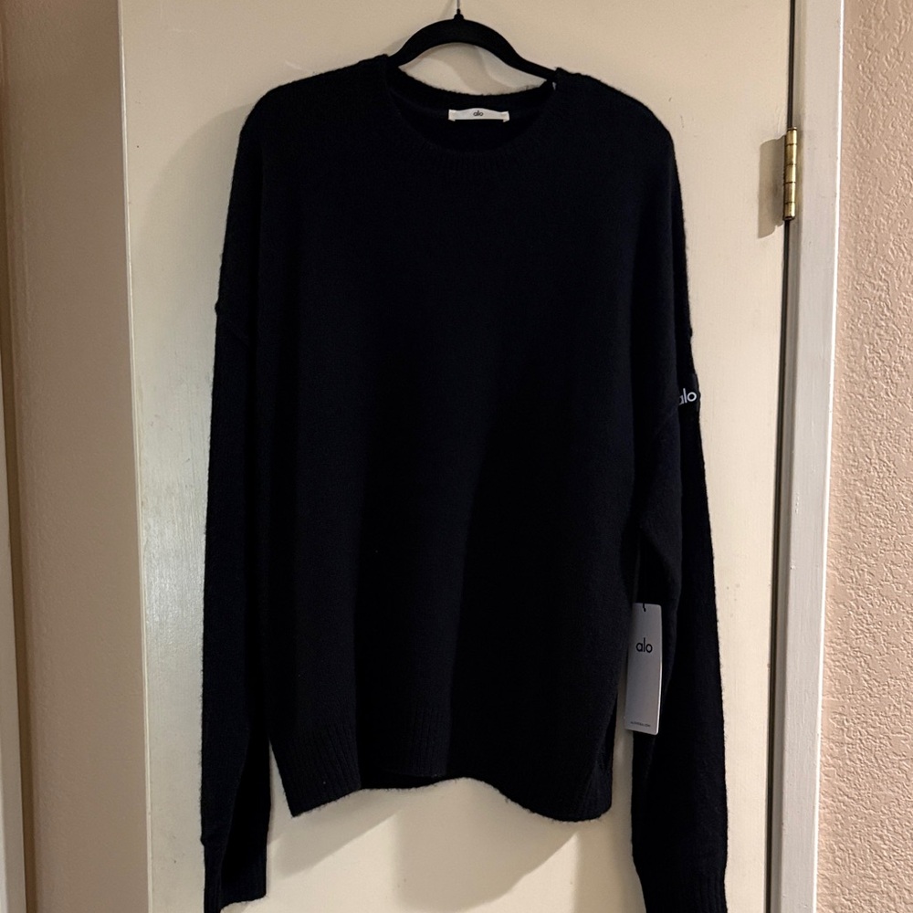 Alo Yoga New Class Cashmere Crewneck Sweater – NWT – Black – Size L - Picture 1 of 6